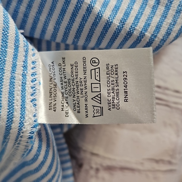 Loft Striped One Shoulder Linen Blend Blouse Size Small NWT - Picture 6 of 6